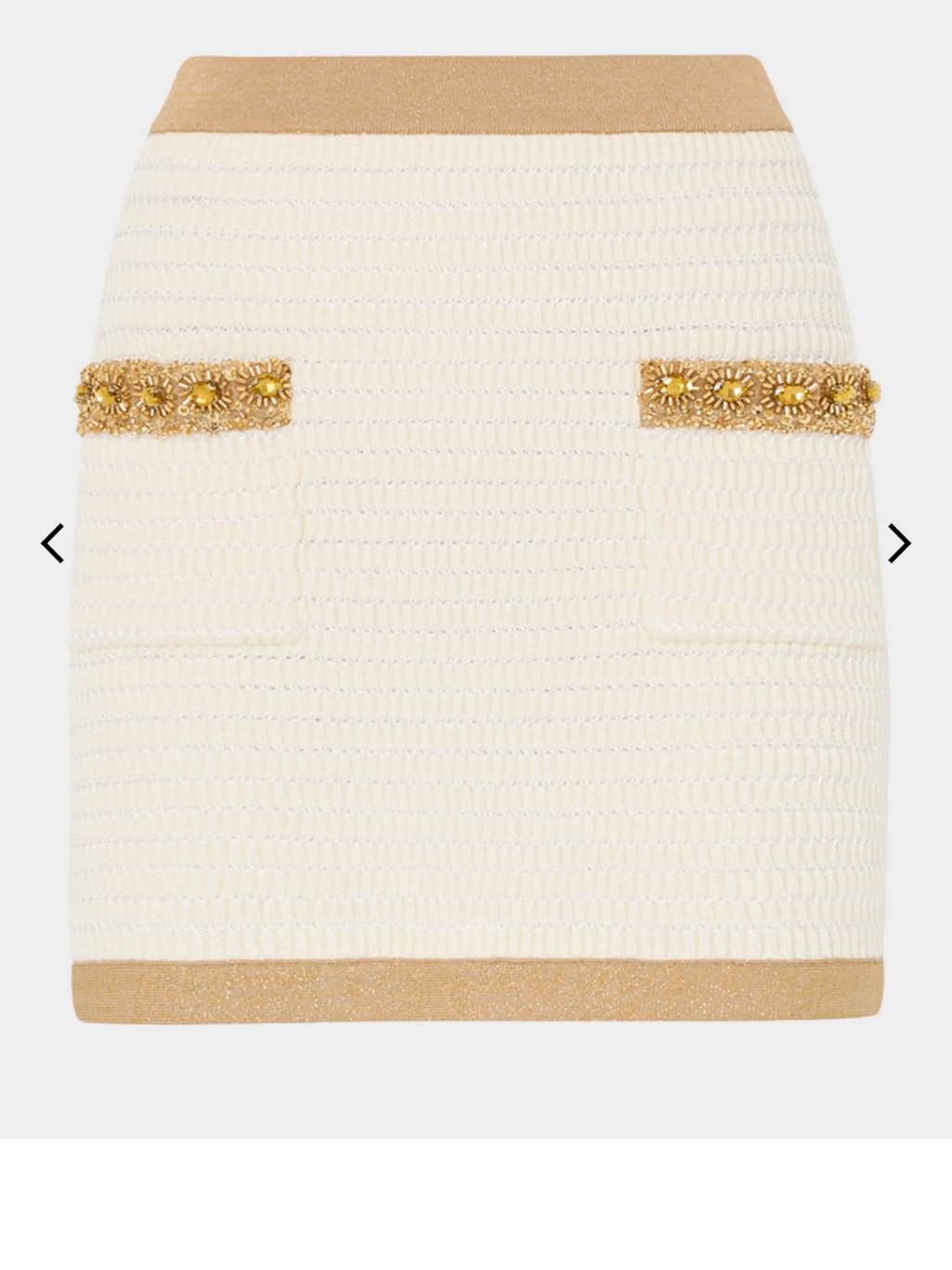 Nwt Milly Cream Knit Mini Skirt With Gold Trim